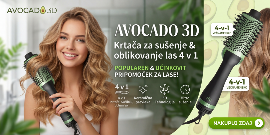 AVOCADO 3D krtača za sušenje in oblikovanje las 4 v 1