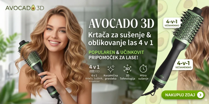 AVOCADO 3D krtača za sušenje in oblikovanje las 4 v 1
